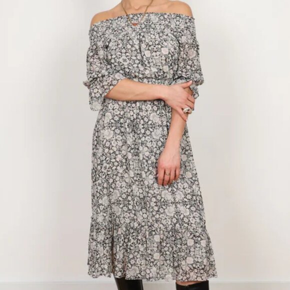 Misa Grey and Pink Floral Maxi Dress, Size XS - Picture 2 of 10